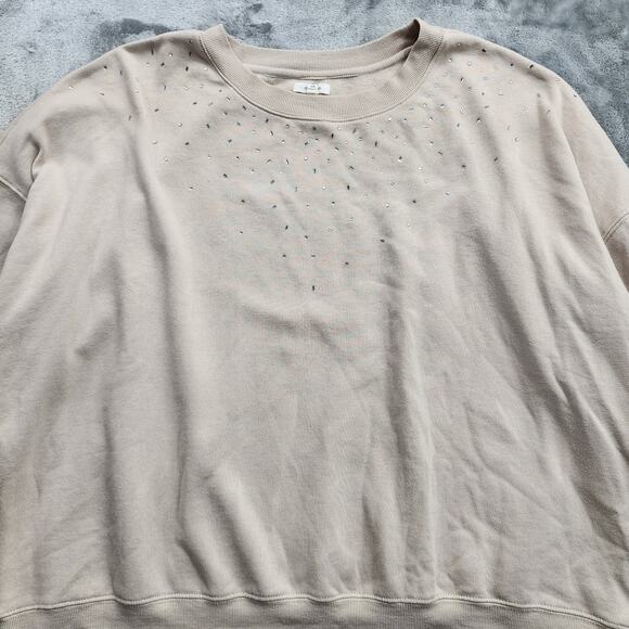 Maurices Sweatshirt Womens 2X Tan Crew Neck Gems Rhinestones Pullover Casual - Picture 2 of 10